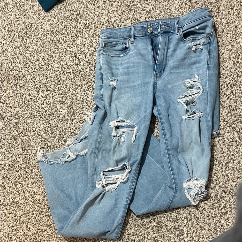 American Eagle Outfitters Ripped Light Blue Boot Cut Jeans
